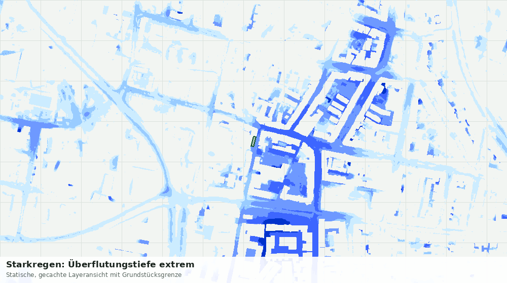 Statische Kartenansicht: Starkregen: Überflutungstiefe extrem