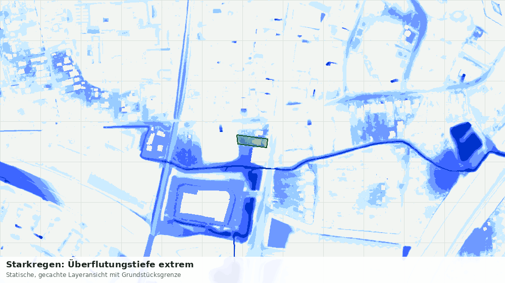 Statische Kartenansicht: Starkregen: Überflutungstiefe extrem