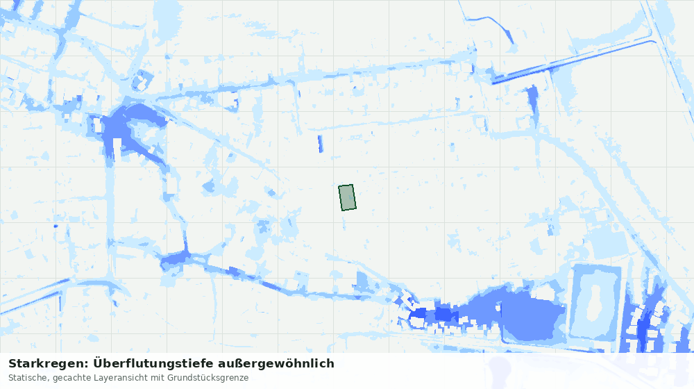Statische Kartenansicht: Starkregen: Überflutungstiefe außergewöhnlich