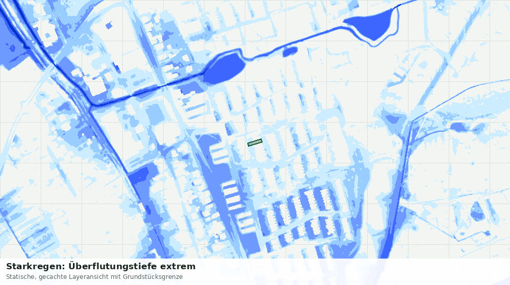 Statische Kartenansicht: Starkregen: Überflutungstiefe extrem