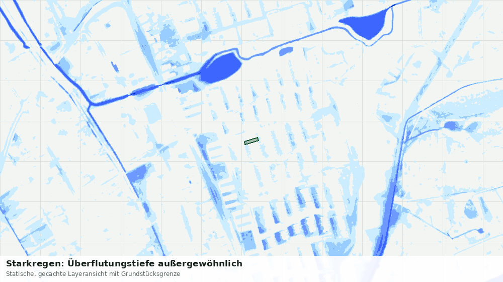 Statische Kartenansicht: Starkregen: Überflutungstiefe außergewöhnlich