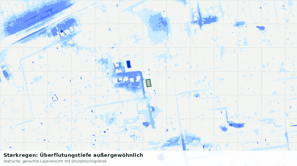 Statische Kartenansicht: Starkregen: Überflutungstiefe außergewöhnlich