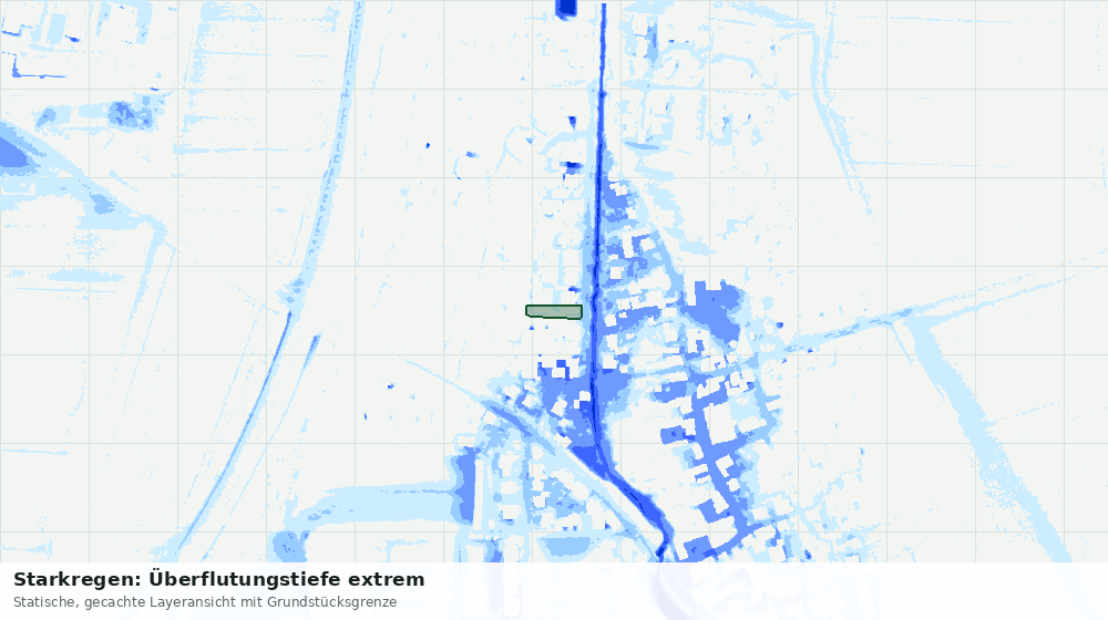 Statische Kartenansicht: Starkregen: Überflutungstiefe extrem
