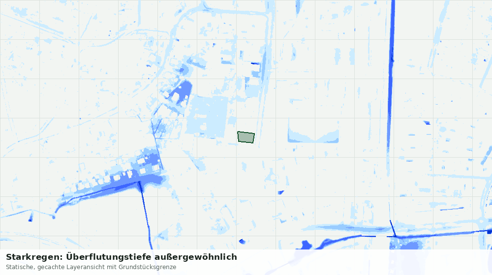 Statische Kartenansicht: Starkregen: Überflutungstiefe außergewöhnlich