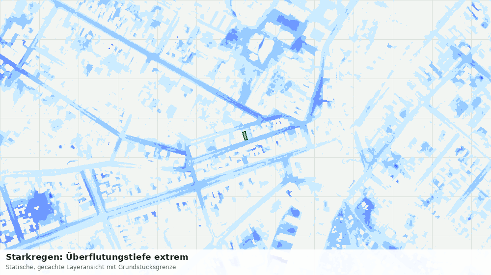 Statische Kartenansicht: Starkregen: Überflutungstiefe extrem