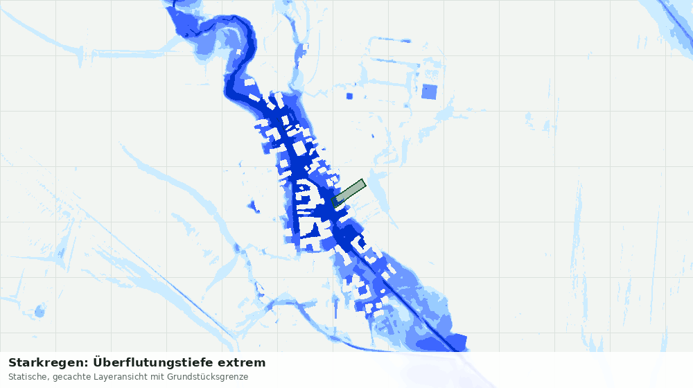 Statische Kartenansicht: Starkregen: Überflutungstiefe extrem