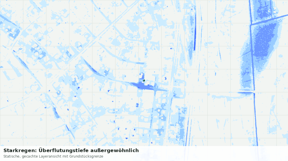 Statische Kartenansicht: Starkregen: Überflutungstiefe außergewöhnlich
