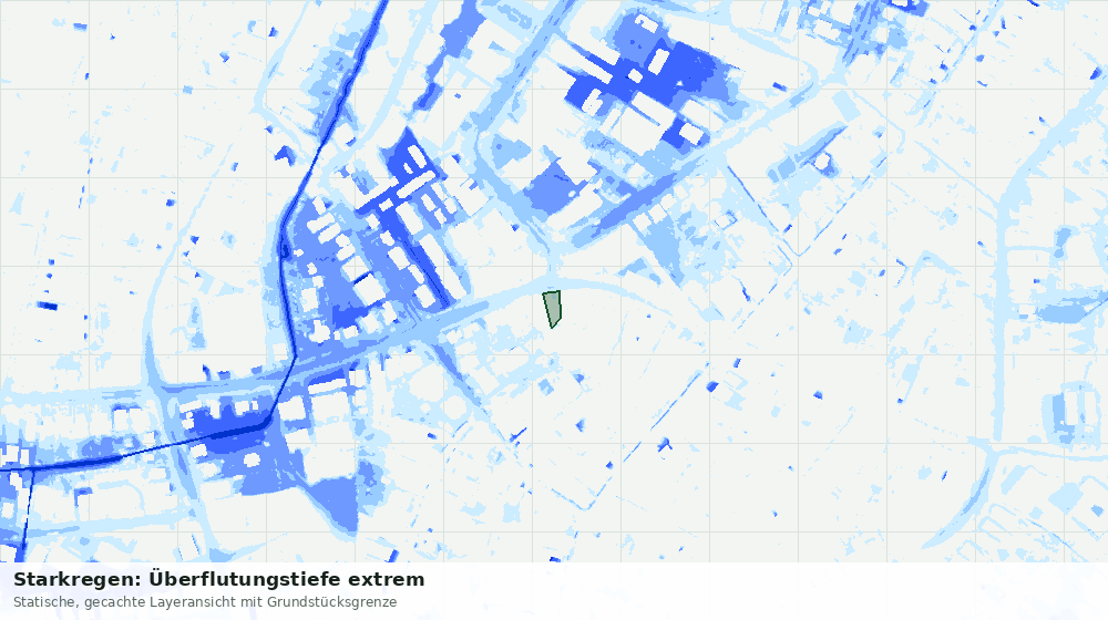 Statische Kartenansicht: Starkregen: Überflutungstiefe extrem