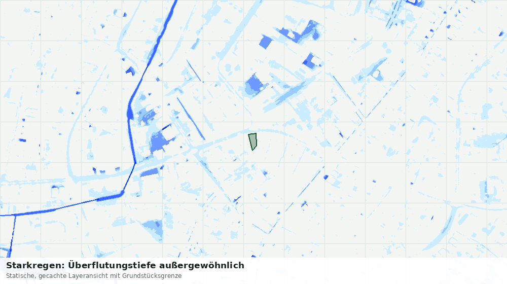 Statische Kartenansicht: Starkregen: Überflutungstiefe außergewöhnlich