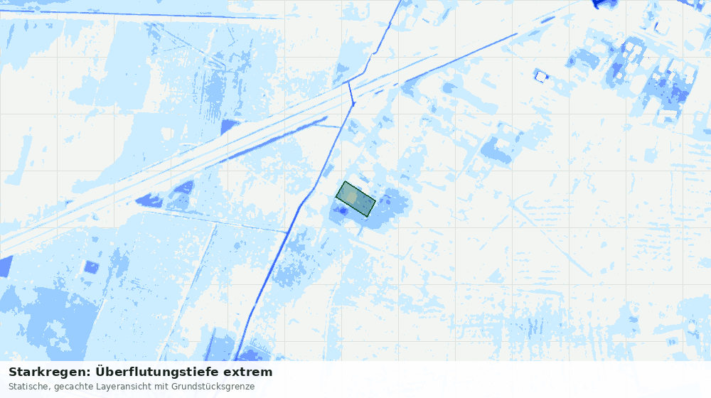 Statische Kartenansicht: Starkregen: Überflutungstiefe extrem