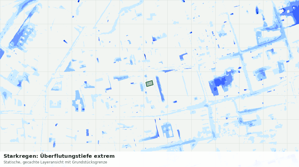 Statische Kartenansicht: Starkregen: Überflutungstiefe extrem