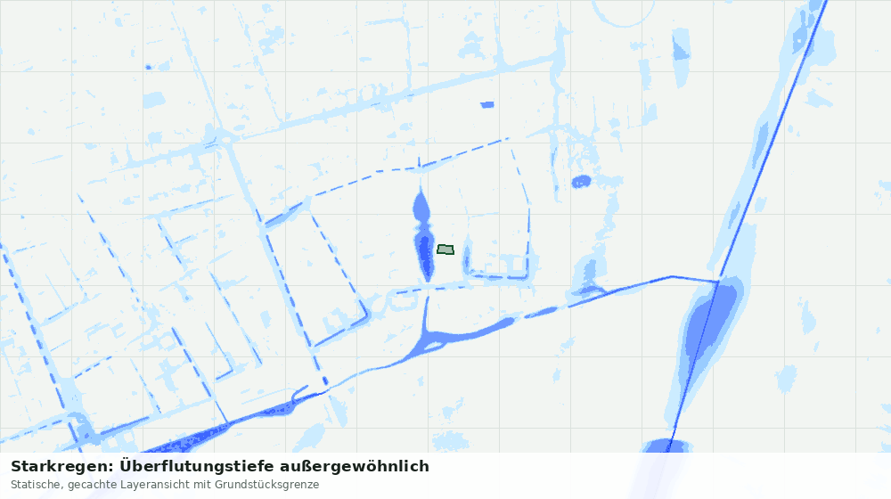 Statische Kartenansicht: Starkregen: Überflutungstiefe außergewöhnlich