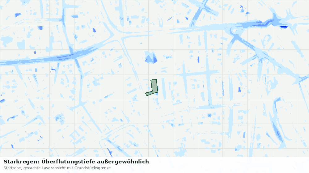 Statische Kartenansicht: Starkregen: Überflutungstiefe außergewöhnlich