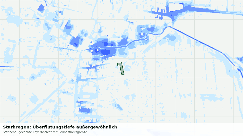 Statische Kartenansicht: Starkregen: Überflutungstiefe außergewöhnlich