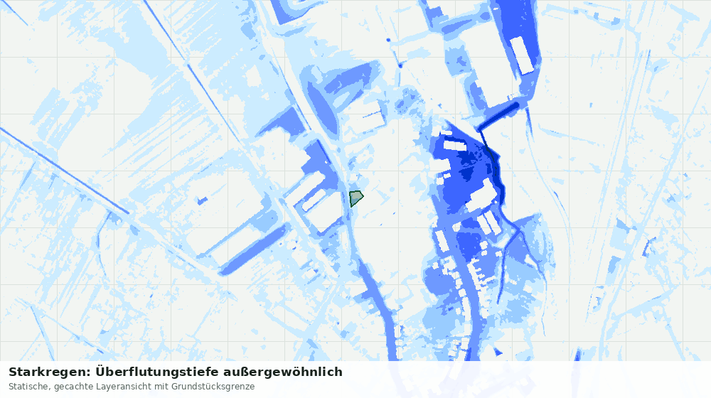 Statische Kartenansicht: Starkregen: Überflutungstiefe außergewöhnlich
