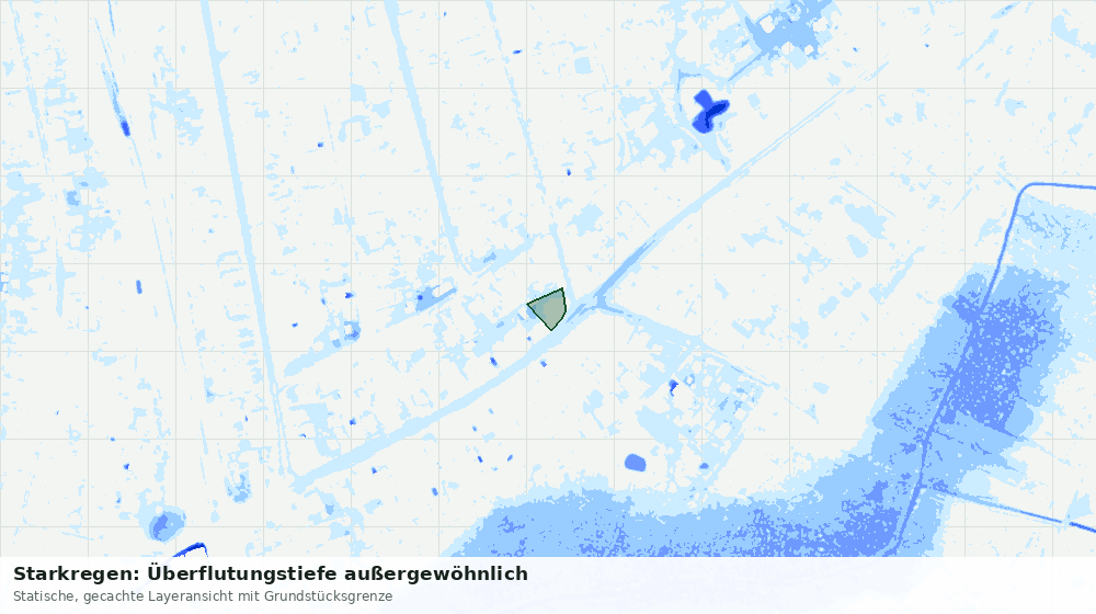 Statische Kartenansicht: Starkregen: Überflutungstiefe außergewöhnlich