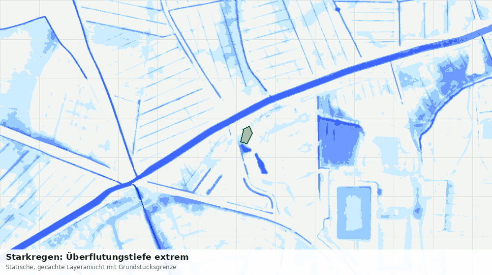 Statische Kartenansicht: Starkregen: Überflutungstiefe extrem