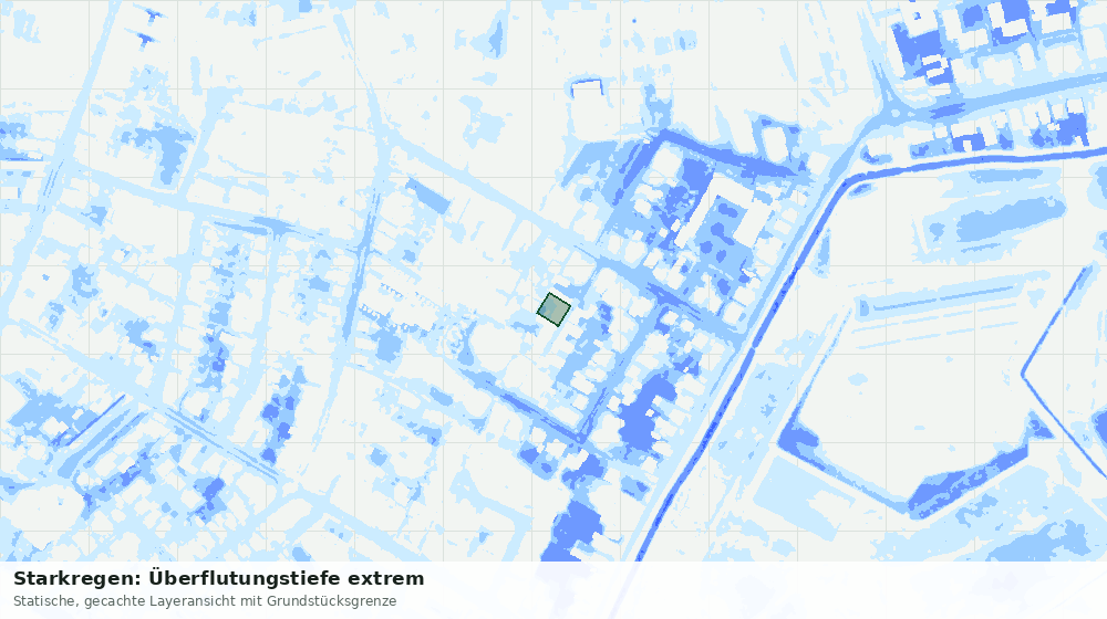 Statische Kartenansicht: Starkregen: Überflutungstiefe extrem