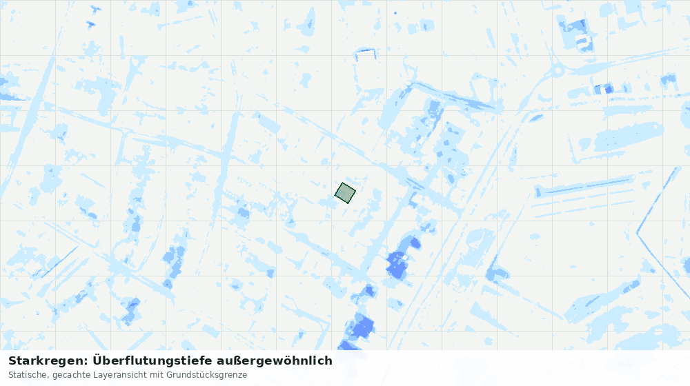 Statische Kartenansicht: Starkregen: Überflutungstiefe außergewöhnlich