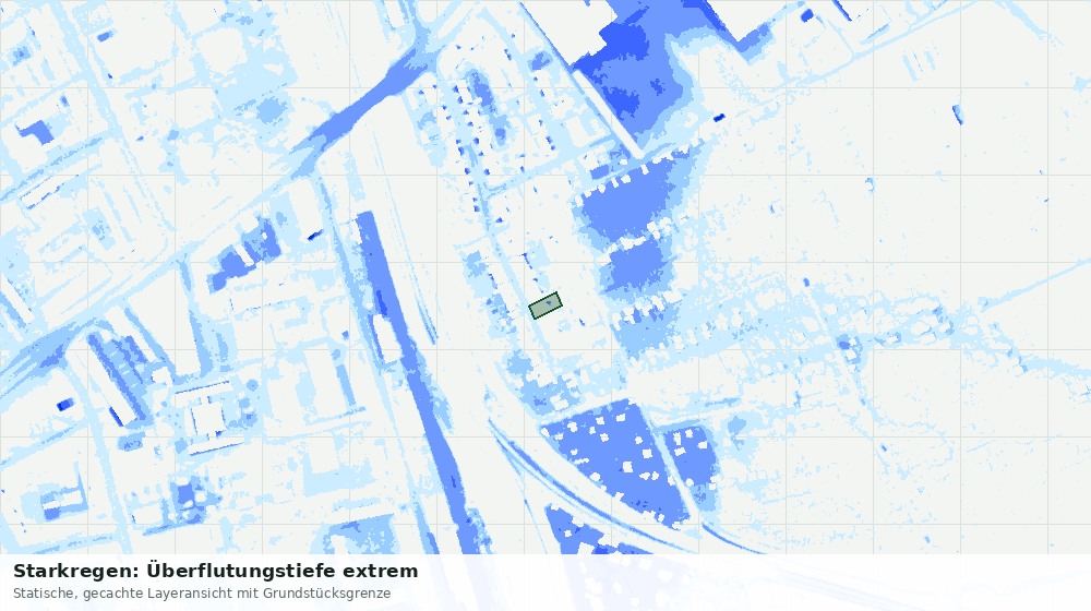 Statische Kartenansicht: Starkregen: Überflutungstiefe extrem
