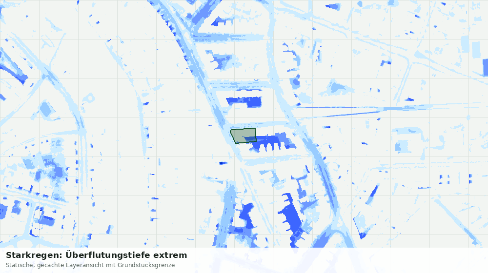 Statische Kartenansicht: Starkregen: Überflutungstiefe extrem