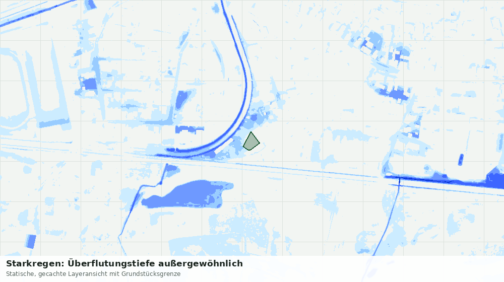 Statische Kartenansicht: Starkregen: Überflutungstiefe außergewöhnlich