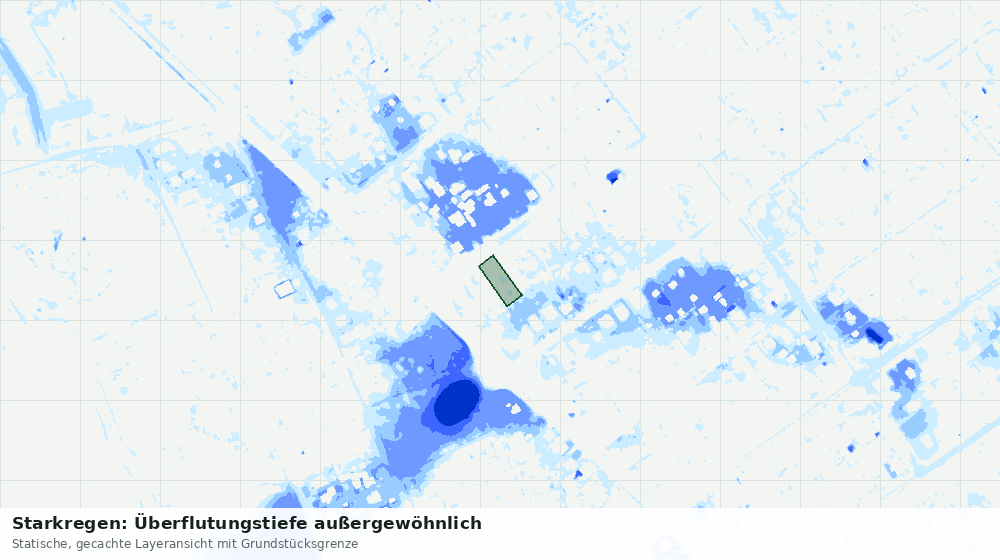 Statische Kartenansicht: Starkregen: Überflutungstiefe außergewöhnlich