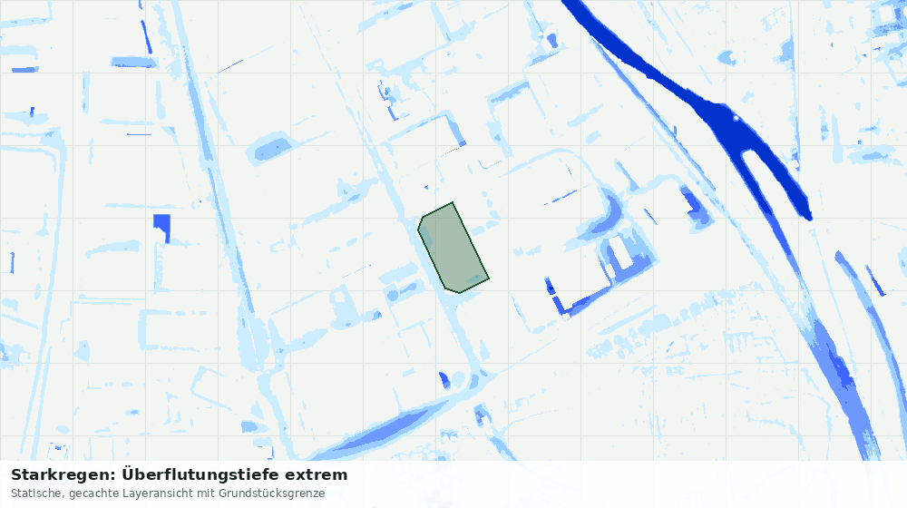 Statische Kartenansicht: Starkregen: Überflutungstiefe extrem