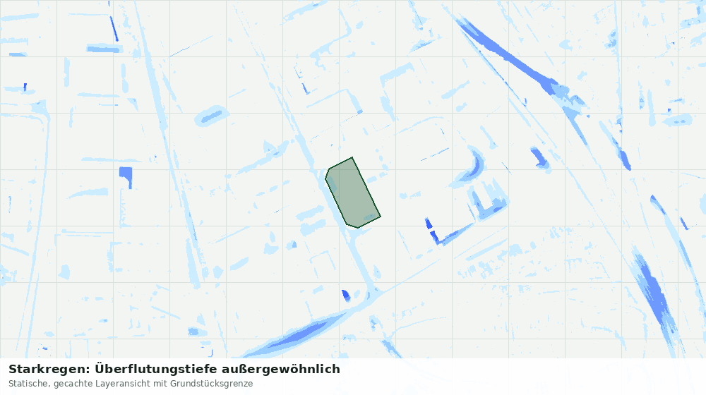Statische Kartenansicht: Starkregen: Überflutungstiefe außergewöhnlich