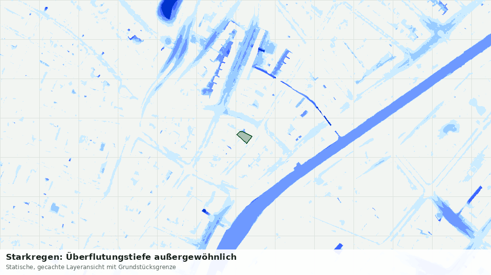 Statische Kartenansicht: Starkregen: Überflutungstiefe außergewöhnlich