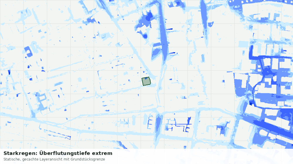Statische Kartenansicht: Starkregen: Überflutungstiefe extrem