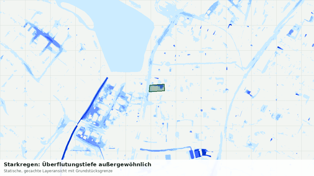 Statische Kartenansicht: Starkregen: Überflutungstiefe außergewöhnlich