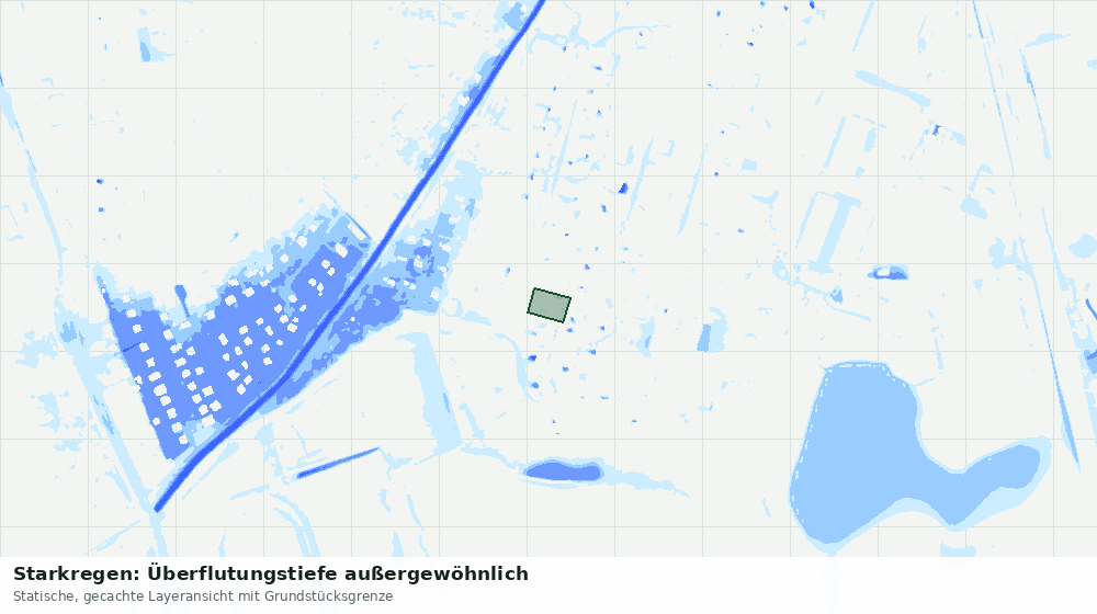 Statische Kartenansicht: Starkregen: Überflutungstiefe außergewöhnlich