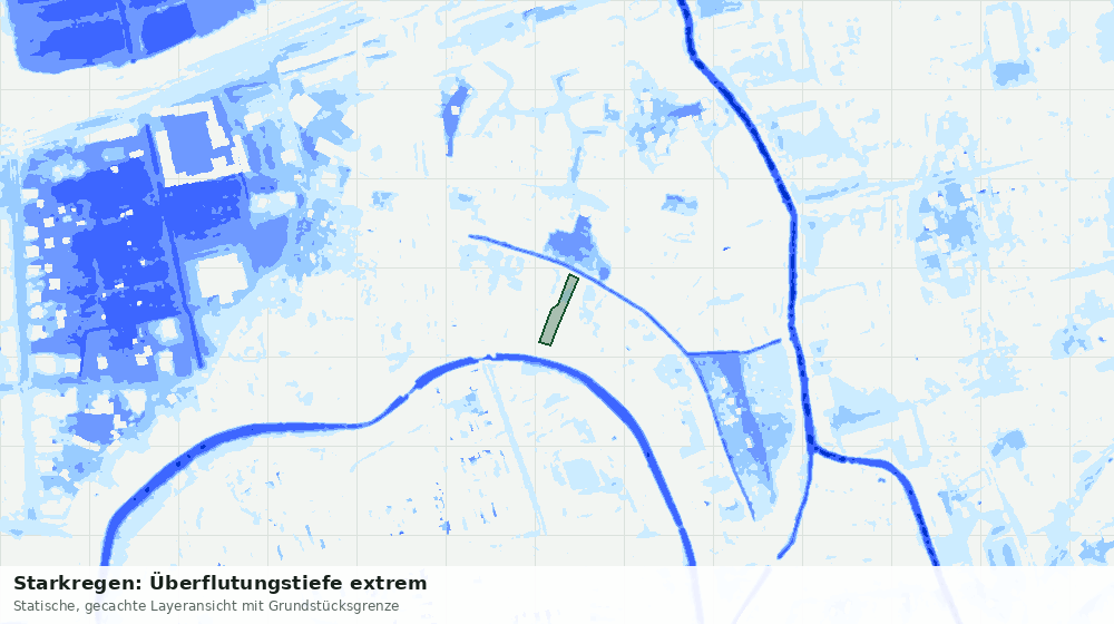 Statische Kartenansicht: Starkregen: Überflutungstiefe extrem