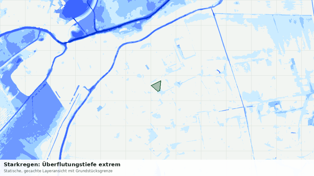Statische Kartenansicht: Starkregen: Überflutungstiefe extrem