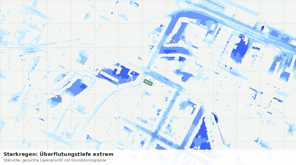 Statische Kartenansicht: Starkregen: Überflutungstiefe extrem
