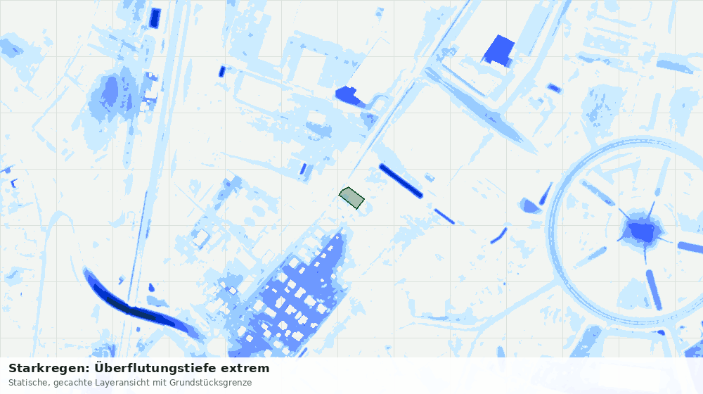 Statische Kartenansicht: Starkregen: Überflutungstiefe extrem