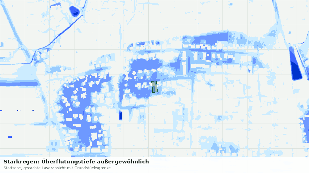 Statische Kartenansicht: Starkregen: Überflutungstiefe außergewöhnlich