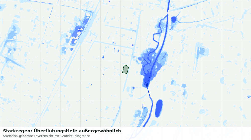 Statische Kartenansicht: Starkregen: Überflutungstiefe außergewöhnlich