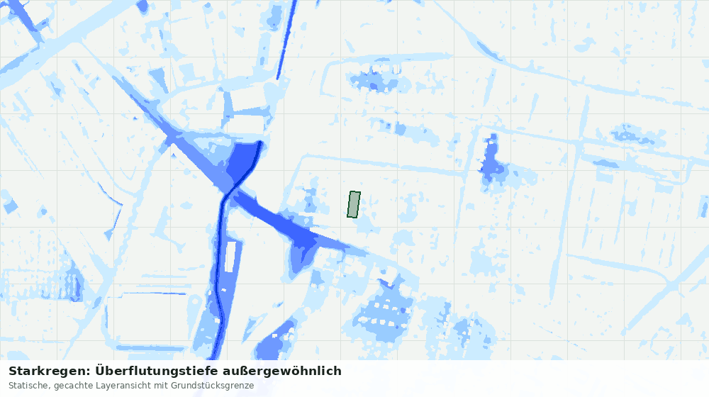 Statische Kartenansicht: Starkregen: Überflutungstiefe außergewöhnlich