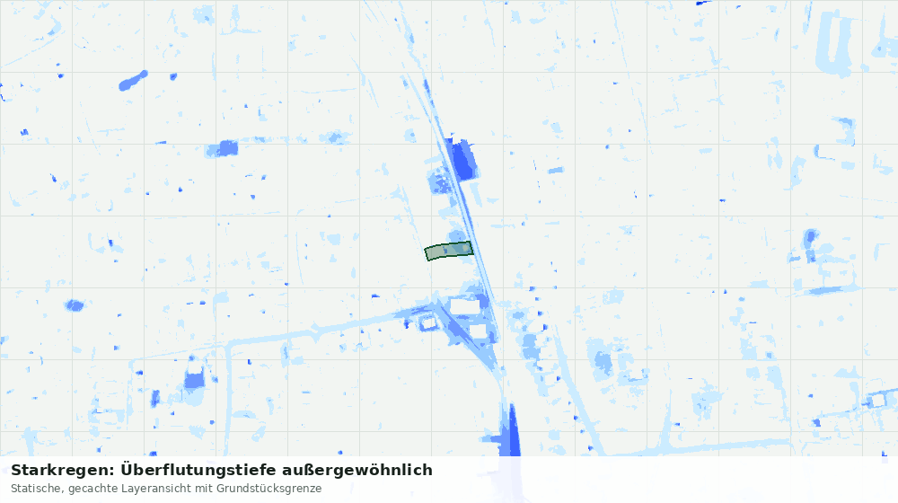 Statische Kartenansicht: Starkregen: Überflutungstiefe außergewöhnlich