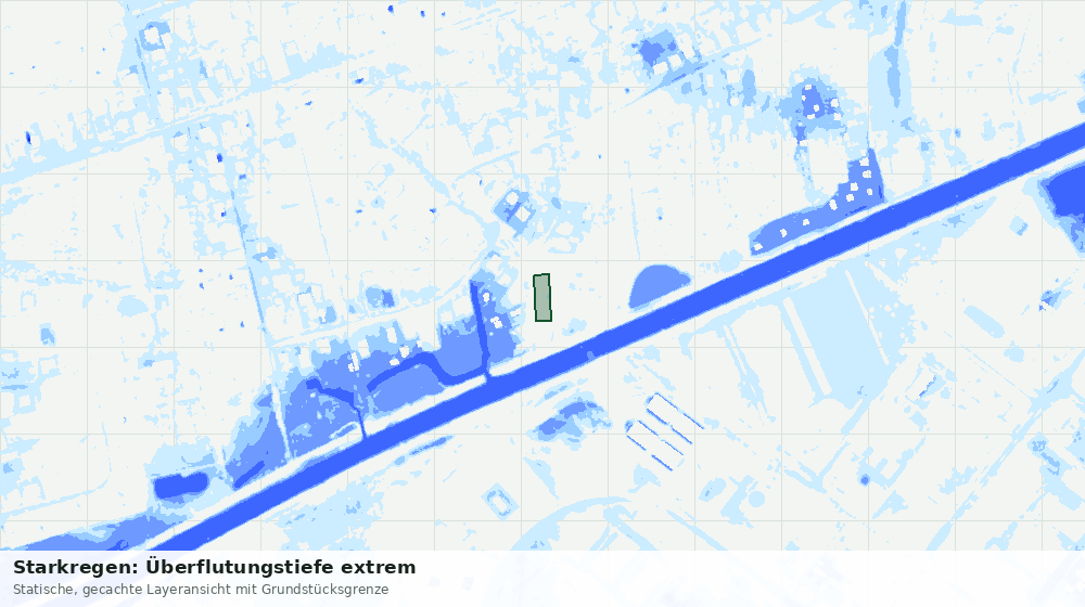 Statische Kartenansicht: Starkregen: Überflutungstiefe extrem