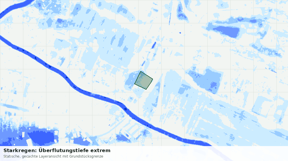 Statische Kartenansicht: Starkregen: Überflutungstiefe extrem