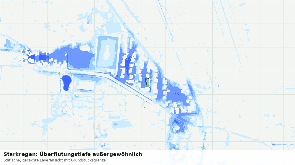 Statische Kartenansicht: Starkregen: Überflutungstiefe außergewöhnlich