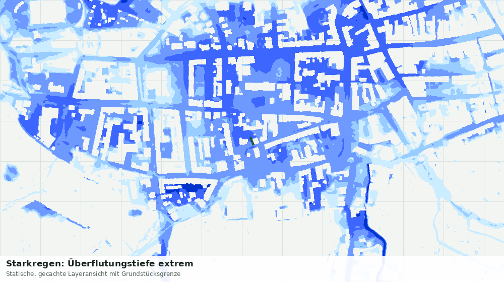 Statische Kartenansicht: Starkregen: Überflutungstiefe extrem