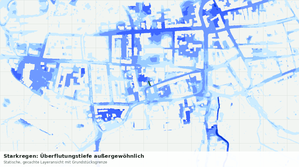 Statische Kartenansicht: Starkregen: Überflutungstiefe außergewöhnlich