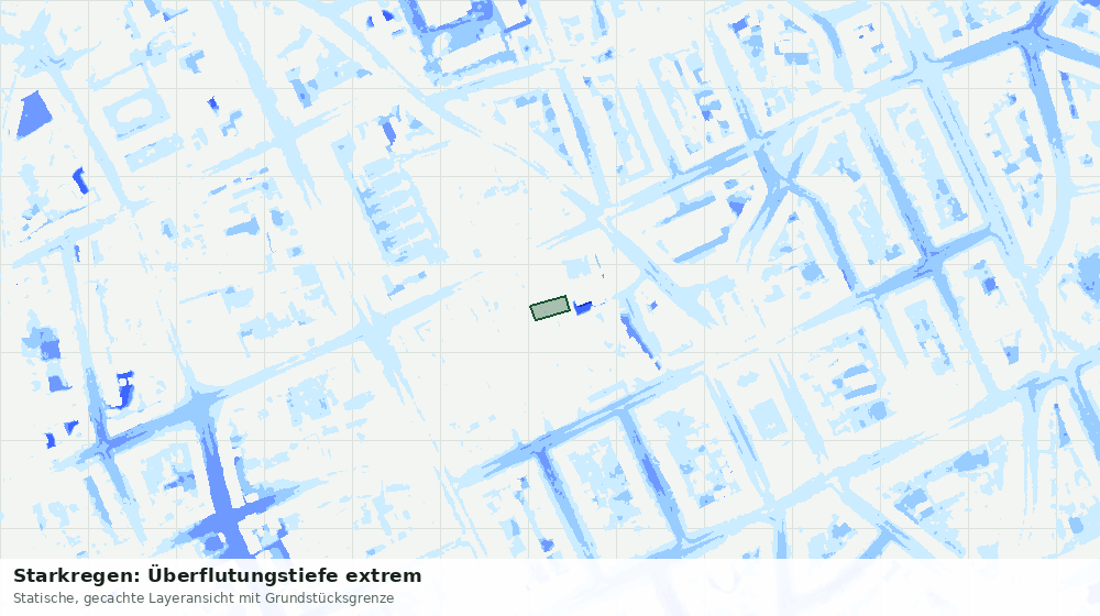 Statische Kartenansicht: Starkregen: Überflutungstiefe extrem