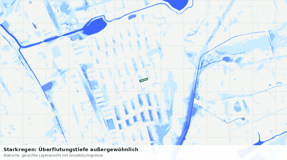 Statische Kartenansicht: Starkregen: Überflutungstiefe außergewöhnlich