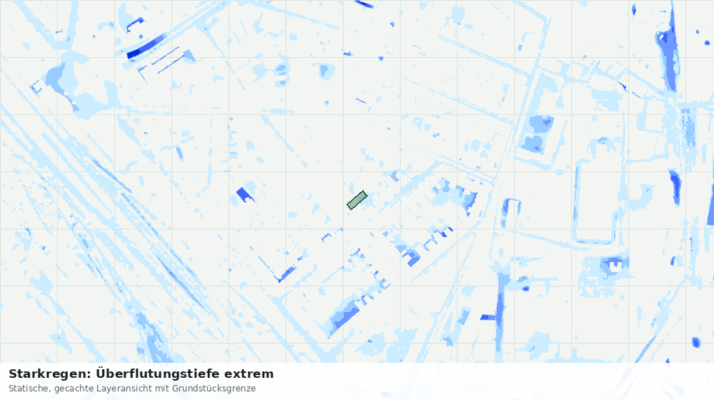 Statische Kartenansicht: Starkregen: Überflutungstiefe extrem