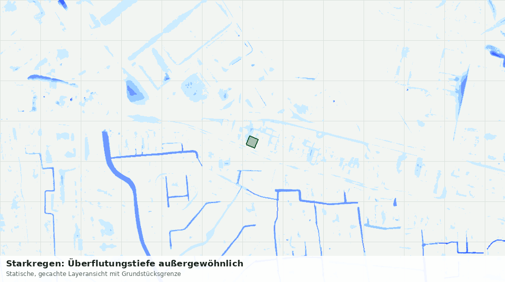 Statische Kartenansicht: Starkregen: Überflutungstiefe außergewöhnlich